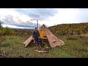My Giant Tent Against Heavy Rain and Wind - Camping in Heavy Rain