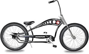 MICARGI Vancouver 26" Stretch Chopper Cruiser Fat Tire 1/7-Speed Hi-Ten Steel Spokes Triple Tree Fork Beach Cruiser Bike for Adult