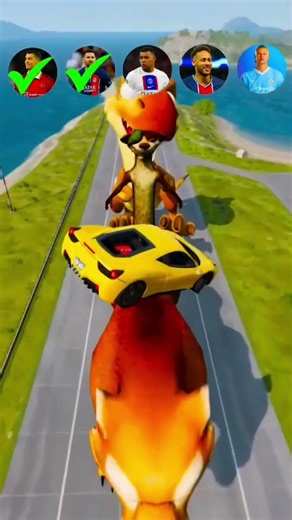 famous footballers vs cartoon extreme impossible car jump challenge #shortsfeed #challenge