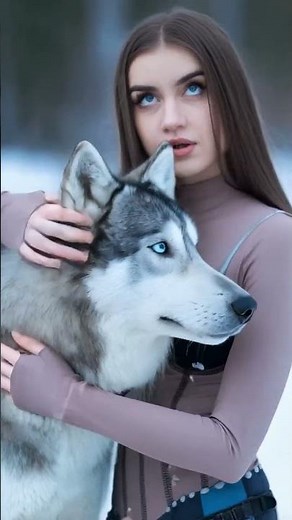 Beautiful Girl and Her Snow Alpha Wolf A Majestic Bond in the Wild