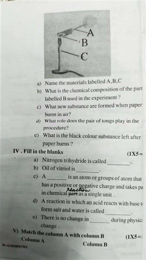 ICSE Class 9th Chemistry question paper Term 1 2026-2027 #icse #class9th