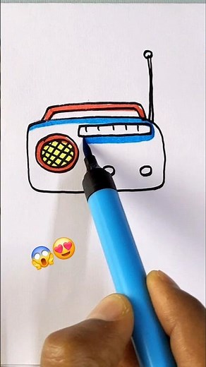 How to Draw Radio 📻 easy step by step for kids #drawing #art #shorts #ytshorts #kidsart #diy