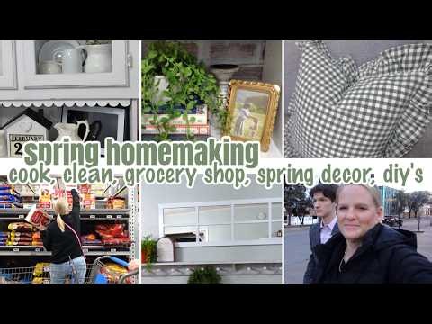 SPRING HOMEMAKING // COOK, CLEAN, GROCERY SHOP, SPRING DECORATING, DIY'S // WEEKEND VLOG