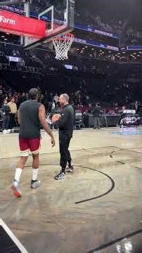 Cavs star James Harden tests his injured thumb during pregame workout