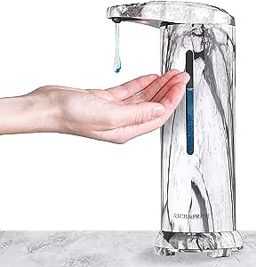 Automatic hand soap dispenser Electric – Touchless stainless steel hand sanitizer liquid soap dispenser pump, Marble color 9.5oz/280 ml, for kitchen bathroom & outdoors