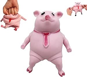 Stretchy Glue-Sand Filled Rubber Piggy,Pink Pig Squishy Toy,Pig Squeeze Toys,Sensory Stress Toy Prizes for Kids (Pig-S)
