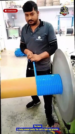 Hose Winding Machine on Cardboard Tube Fast Way to Coil Spiral Hose Neatly