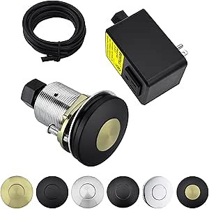 BESTILL Garbage Disposal Air Switch Kit, UL Listed(E530042), Sink Top On/Off Switch for Food Waste Disposer, Stainless Steel Push Button, Matte Black & Gold