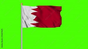 Bahrain Flag animation on green screen background. 4K Resolution video.