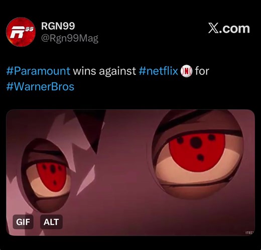 #rgn99 reporting - @nbcnews #netflix has declined to raise their funds to purchase #warnerbros #paramount is the winner and is expected to receive and absorb the following: Film Studios: Warner Bros. Pictures, New Line Cinema, Warner Bros. Pictures Animation, and Castle Rock Entertainment. Television: Warner Bros. Television Group, HBO, Cinemax, and HBO Films. Cable Networks: CNN, TNT, TBS, TruTV, Cartoon Network, Adult Swim, Turner Classic Movies (TCM), and HGTV. IP and Franchises: @DC Universe