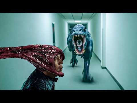 【Invisible T-Rex Kill】Man snatched by T-Rex tongue in an instant! Stealth attack, no escape!