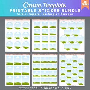 Canva Frame Sticker Template Bundle to Build Your Own Printable Sticker Pages, Digital Stickers, Done for You (DFY) Small Business Use - Etsy