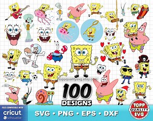 100 Cliparts Bundle: Sponge Bob SVG Cut Files for Cricut / Silhouette (printable Craft Supply) - Etsy