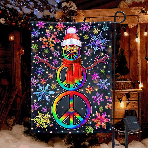 🌈❄️ “Let it be, let it shine!” ✨ This Hippie Christmas Snowman flag glows with peace, joy & colorful lights — a gentle reminder of love and harmony this season 🎅💖 Light up your garden in just 3 days 🚚🎁 👉Limited stock – grab yours before it’s gone! https://flagwix.com/collections/3-day-delivery/products/hippie-christmas-snowman-peace-sign-let-it-be-solar-led-garden-flag-tqn4154sf?variant=40243094945921 | Flagwix.com