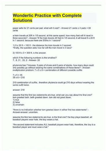 Latest Wonderlic Study Guide Questions with Answers1736 video