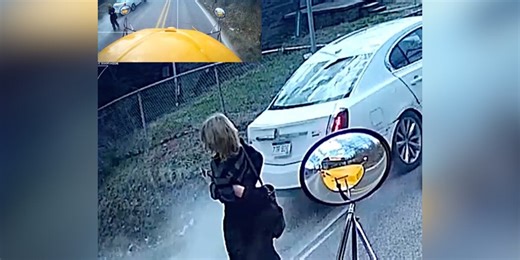 Reckless driver caught on camera speeding past school bus, nearly hitting student crossing street