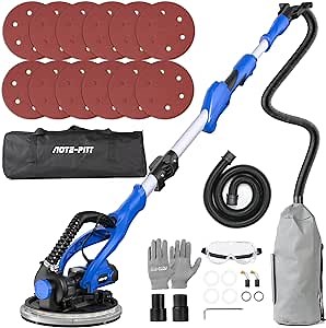 Drywall Sander, 820W Electric Drywall Sander with Vacuum Dust Collection, 1800RPM Wall Sander with 9Inch Sanding Discs, Floor, Wall, and Ceiling Sander Tools with Foldable Extendable Handle