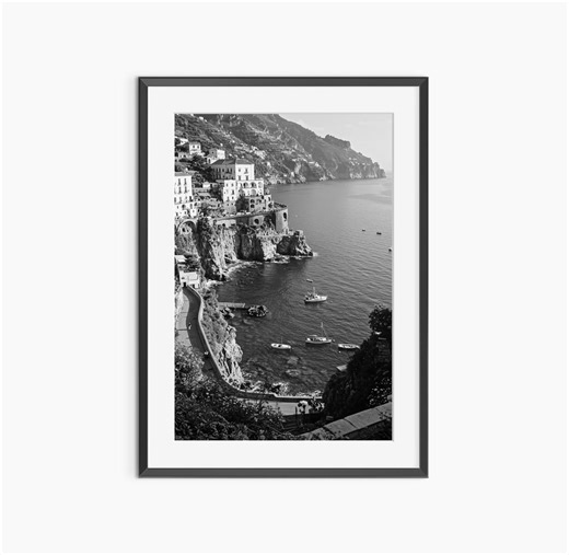 Amalfi Coast, Photography Prints, Coastal Wall Art, Italy, Landscape Print, Summer, Black and White Wall Art, Museum Quality Wall Art - Etsy
