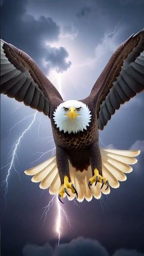 Epic 8K Eagle Flying Through Lightning Clouds - Nature's Power!
