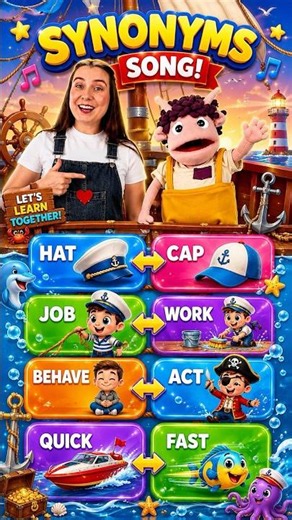 Synonyms Song! 🎶 Hat Cap Job Work | Fun Word Game with Coco & Rose 🎉