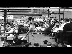 Jimmy McLarnin and Barney Ross practice for welterweight boxing championship. HD Stock Footage