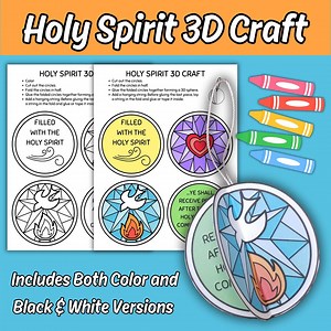 Holy Spirit 3D Craft Printable for Kids Sunday School Bible Lesson, Day of Pentecost Children's Church Coloring Cut Paste Christian Activity - Etsy