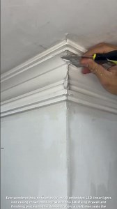 Satisfying Crown Molding Joint Patching & LED Strip Installing 🏛️✨ #shorts