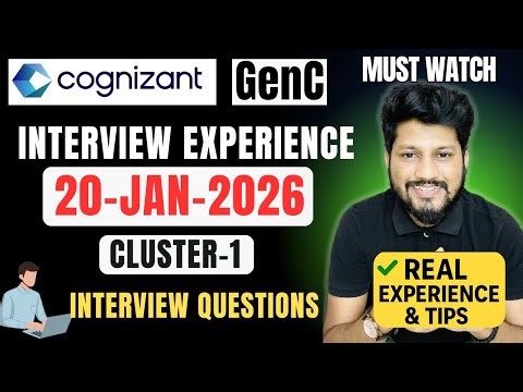 🔥 Cognizant GenC (Noida) Cluster -1 Interview Experience 20 Jan 2026 | Full Process Questions Tips 🔥