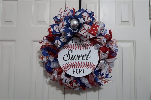 Lighted Baseball Wreath, Patriotic Home Sweet Home Decor, Sports Fan Gift - Etsy