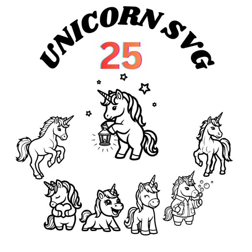 Unicorn SVG Bundle | 25 Unicorn SVG for Cricut With Unicorn Face SVG, Horse Svg & Floral Border Elements - Etsy UK