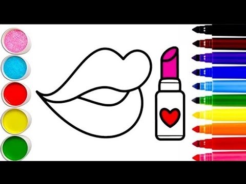 Colored Lips & LipsticK Drawing 🖌️ & Colouring for Toddlers‪@BachaParty17‬