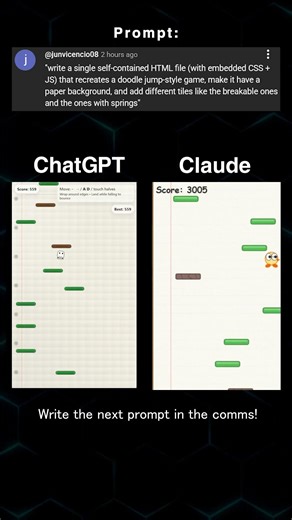 ChatGPT vs Claude — Doodle Jump Clone (HTML/CSS/JS)