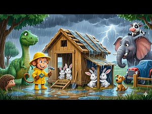 A Beautiful Farm Day as KiKi Builds a Home for White Bunnies Until Sudden Rain Arrives 🐒🐇🌧️