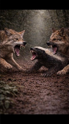 Coyote vs Badger vs Wolf – Ultimate Wildlife Battle #wildlife #shorts