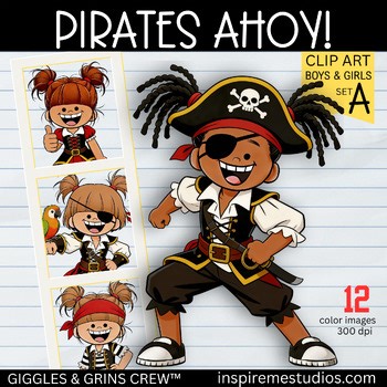 Pirate Kids Clipart Color — Classroom Theme, Bulletin Board, School
