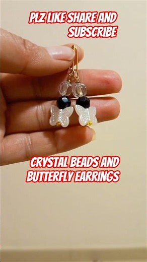 DIY crystal beads and butterfly earrings| handmade earrings #diy #art #shorts