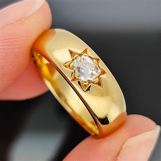 Vintage 18ct Yellow Gold Old Cut Diamond Gypsy Set Ring, 0.30 Carats, London 1980 - Etsy