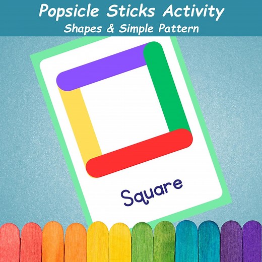 Popsicle Sticks Shapes Activity | Kids Learning Shapes & Patterns | Montessori Shapes Activity | Preschool Printables | Homeschool Resources - Etsy