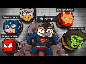 Manhunt but Everyone is SUPERHEROES! (Speedrunner vs 4 Hunters)