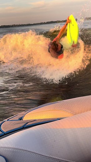 Boogie Board Barrel Roll Jumping into Boat Wake