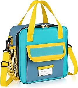 REDSHELL Tactical Lunch Box Kids, Large Insulated Lunch Bag for Boys Girls, Cooler Lunchbag, Square Toddler Lunchbox, School Daycare Lunch Tote Pail with Water Bottle Holder Shoulder Strap, Blue