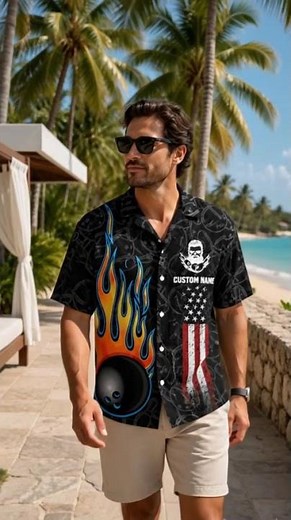 Custom Bowling Hawaiian Shirt 🎳 USA Flag Personalized Team Shirt