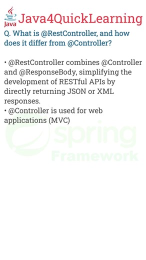 What is @RestController, and how differ from @Controller #restapi #controller #java4quicklearning