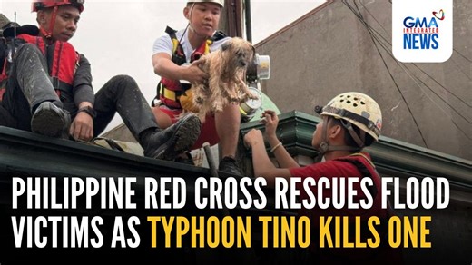 At least one person was killed when Typhoon #TinoPH hit the central Philippines on Tuesday, November 4, the national disaster agency said, as torrential rains, strong winds and storm surges forced tens of thousands to evacuate from their homes. Tens of thousands of residents were evacuated across the Visayas region, including parts of southern Luzon and northern Mindanao. COURTESY: Philippine Red Cross Handout via Reuters | GMA News