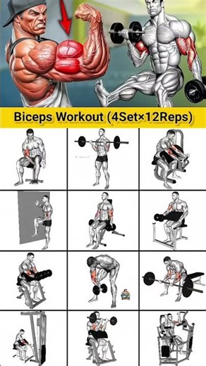 “Best Biceps Workout Chart 🔥 (4 Sets × 12 Reps) | Big Arms Training Guide”