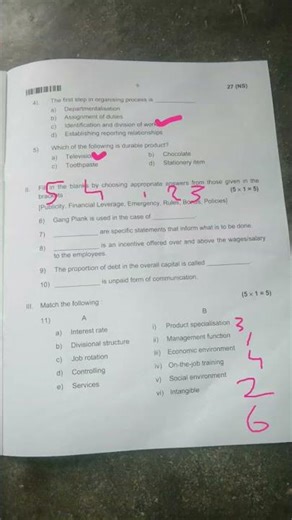 2nd puc board exam business studies question paper key answers 👍