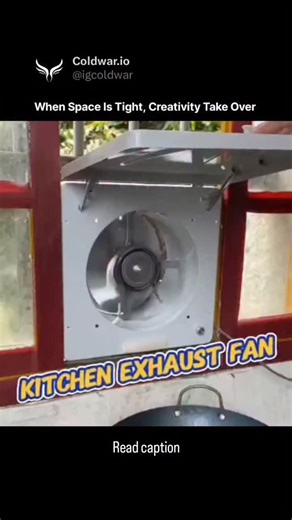 Knowledge Matrix on Instagram: "This post captures is a compact, portable electric exhaust fan designed for use in small kitchens with limited space. It is a window-mounted or wall-mounted solution that works by extracting cooking fumes, smoke, and odors directly to the outside. Key Features Design: The fan features a flat, rectangular profile with an extendable front cover that helps capture vapors from a pan. Function: Unlike a traditional range hood which is installed overhead, this unit is p