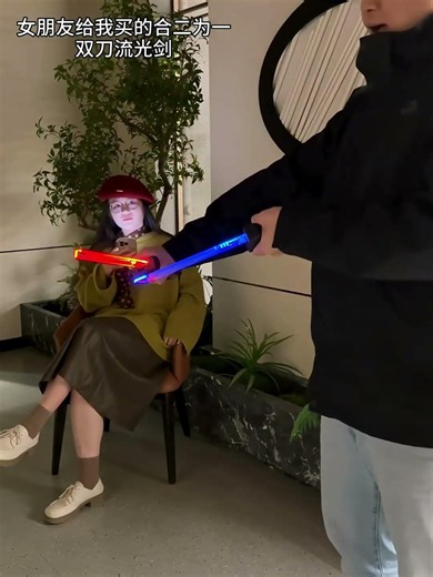 This guy has no resistance! Dual-blade lightsaber.