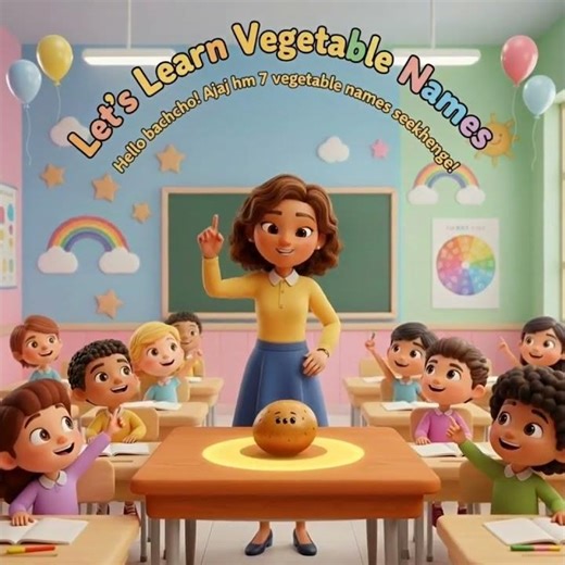 Learn 7 Vegetable Names for Kids 🥕🥦 | Fun Classroom Learning 🎒✨