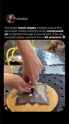 Flat Steel Sheets Inflate Into Pillow Shapes